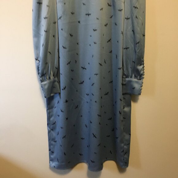 H&M Retro 70s Crane Silky Button Sleeve Belted Midi Dress - Picture 6 of 16